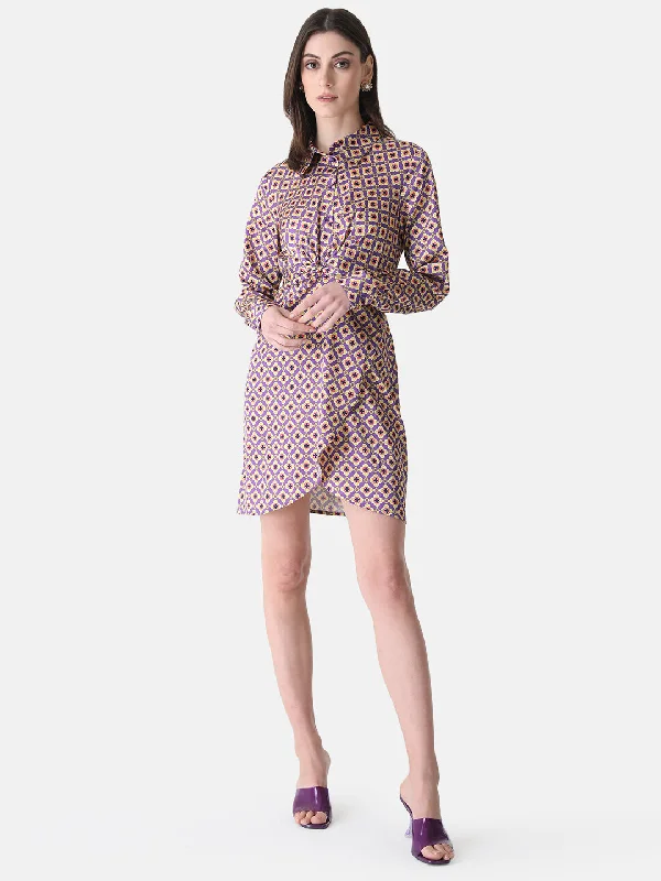 mini dresses-for stylish everyday lookPrinted Shirt Dress With Belt