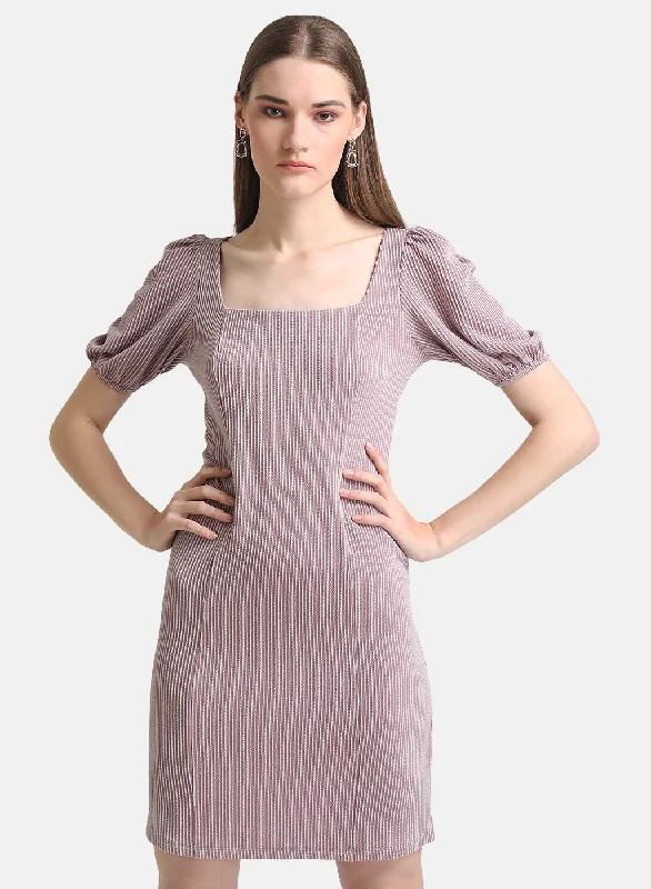 mini dresses-perfect for after-work eventsSquare Neck Puff Sleeves Mini Dress