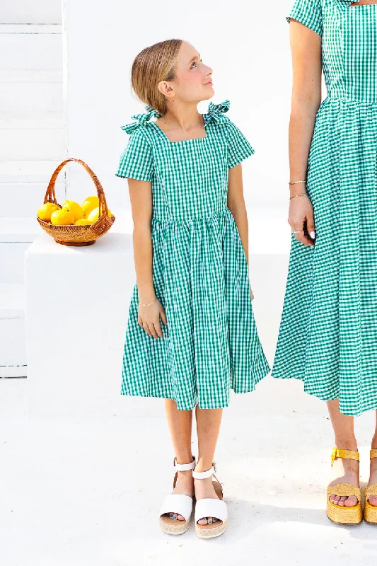 mini dresses-for trendy womenMini Blakely Dress in Green Gingham - FINAL SALE