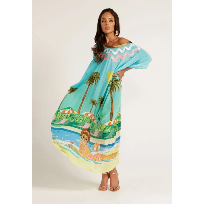 Comfortable cotton maxi dresses for summer-The Palm Royale Kaftan | Long