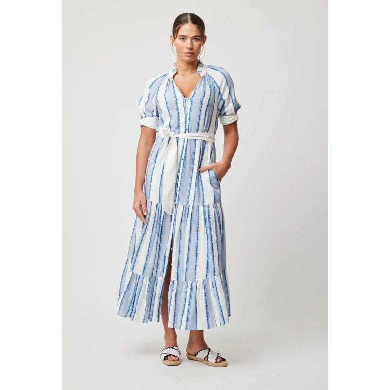 Casual summer maxi dresses with prints-Scala Linen Viscose Maxi Dress | Sorrento Stripe