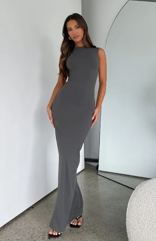 Maxi dresses with a side slit-Don't Want To Be Apart Maxi Dress Charcoal