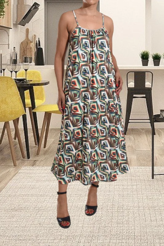 Sexy summer maxi dresses for events-Multi Color Strappy Maxi Dress