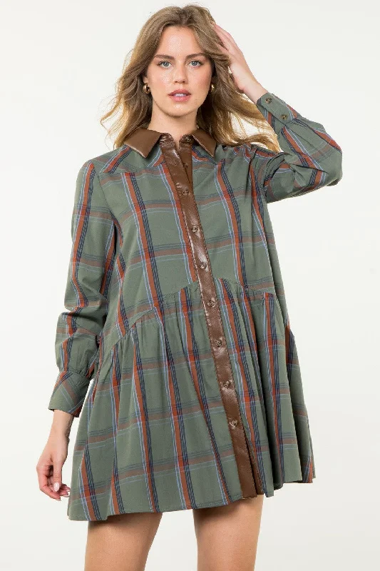 mini dresses-comfortable summer stylePlaid Button Up Dress