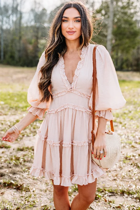 mini dresses-casual wedding styleFeminine Finds Blush Pink Ruffled Dress