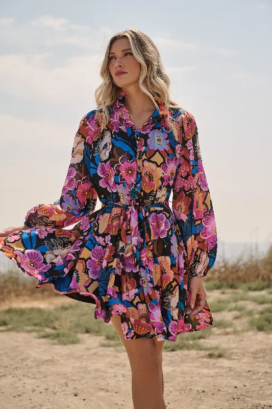 mini dresses-casual, cozy and stylishKadence Floral Groover Button Up Mini Dress