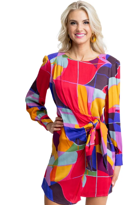 mini dresses-perfect fit for fun eventsMulti Mosaic Wrap Dress