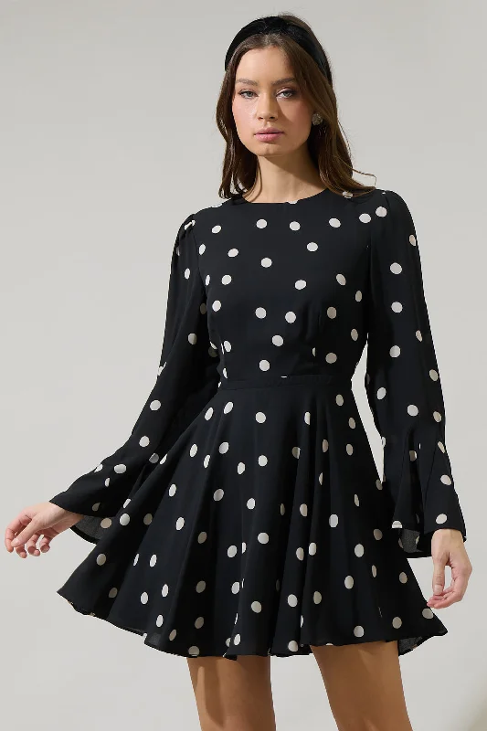 mini dresses-perfect fit for womenKaline Polka Dot Yara Flare Mini Dress