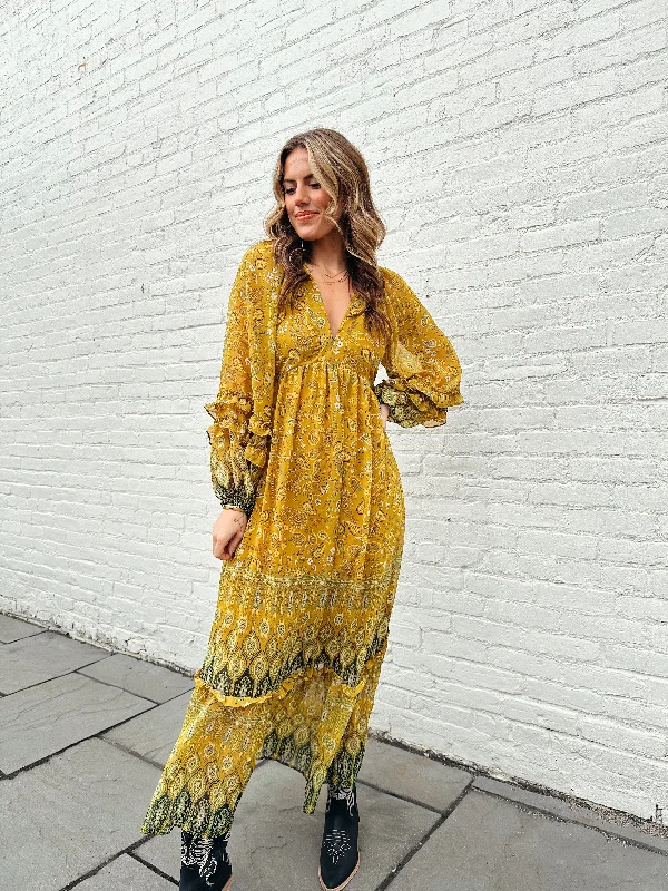 Trendy high-low maxi dresses for events-Amber Waves Maxi Dress