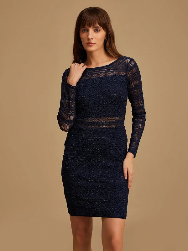 mini dresses-perfect for winter eventsStripped Lace Mini Dress