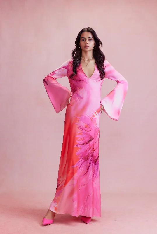 Summer satin evening maxi dresses-Abira Long Dress