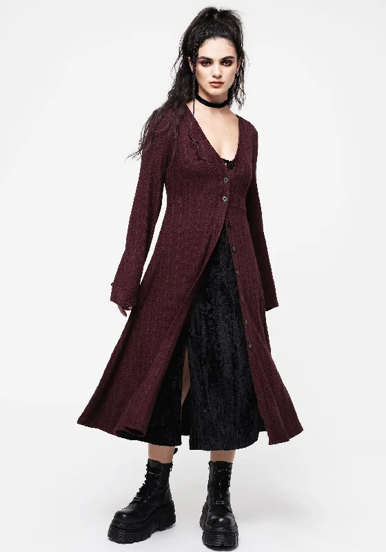 Sexy backless maxi dresses-Sybil Button Up Longline Knit Overdress