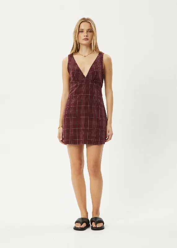 mini dresses-perfect for beach getawaysAFENDS Womens Eboni - Check Mini Dress - Port