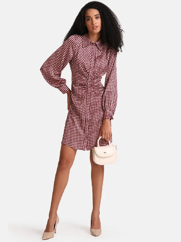 mini dresses-casual chic lookSatin Shirt Dress With Ruched Detail