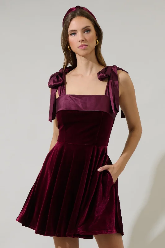 mini dresses-dressy casual lookAdison Bow Velvet Mini Dress