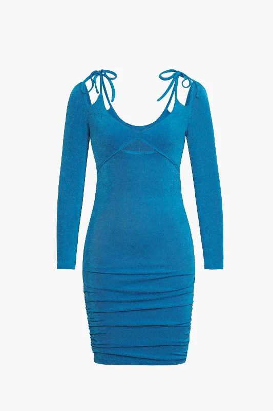 mini dresses-simple elegant designBlue Cut Out Bodycon Mini Dress