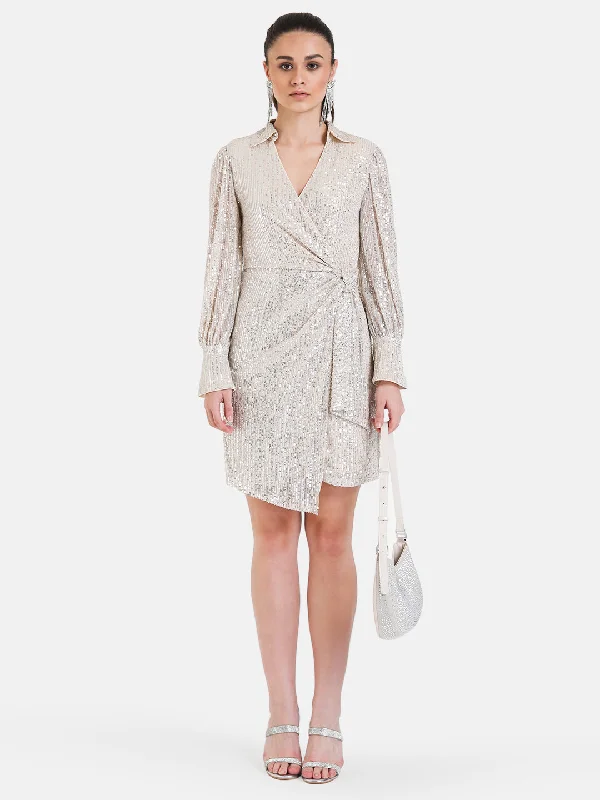 mini dresses-perfect evening gownSequin Wrap Mini Dress