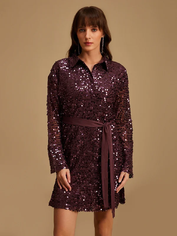 mini dresses-comfy yet stylishSequin Shirt Dress