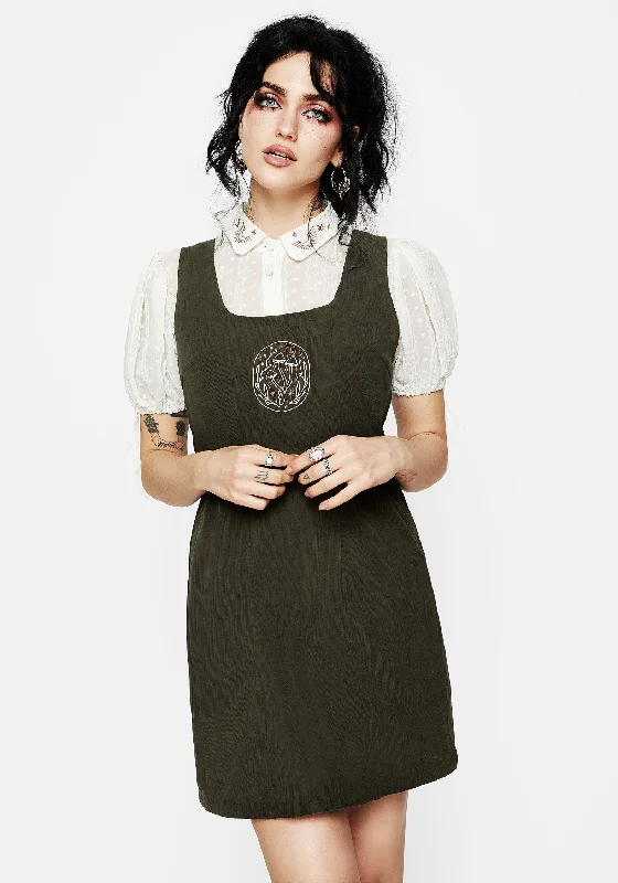 mini dresses-perfect fall wearMycelium Embroidered Mini Pinafore Dress