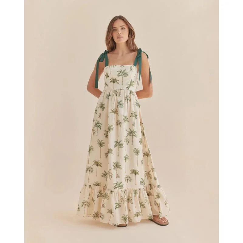 Elegant chiffon maxi dresses-Palma Ramie Tiered Maxi Dress | Palma Print