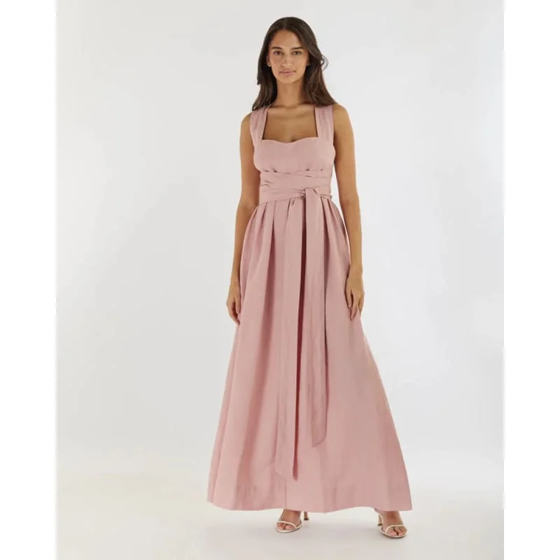 Elegant silk satin maxi dresses-Juliette Linen Maxi Dress | Peony