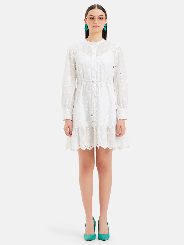 mini dresses-perfect evening attireOphelia Embroidered Mini Dress With Belt