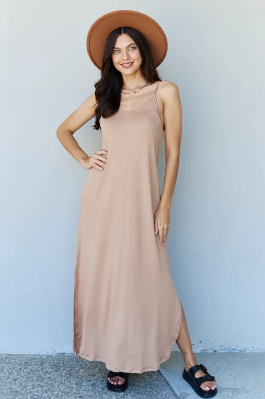 Casual flowy maxi dresses for warm weather-Good Energy Cami Side Slit Maxi Dress