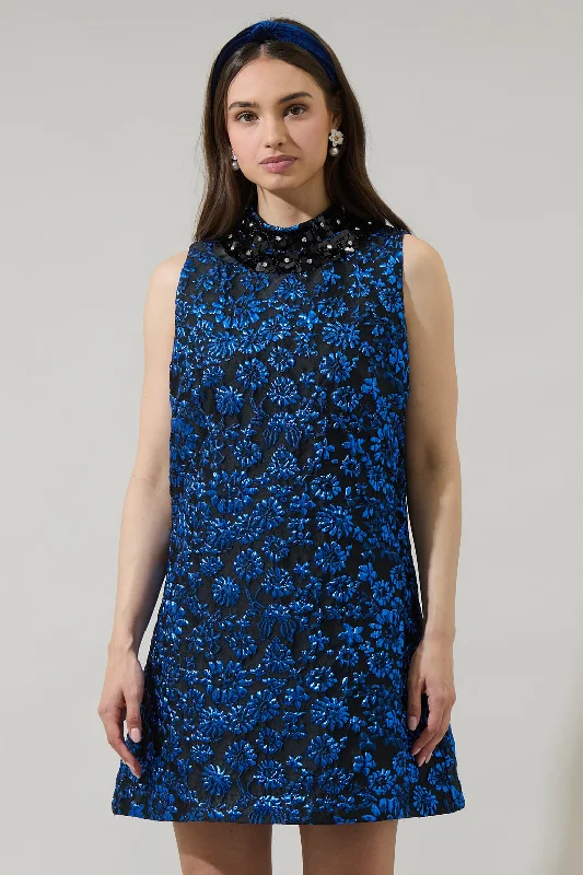 mini dresses-for every occasion wearCentralia Jacquard Floral Elma Sleeveless Mini Dress