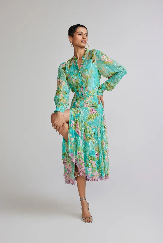 Boho floral maxi dresses-Azra Long Shirt Dress