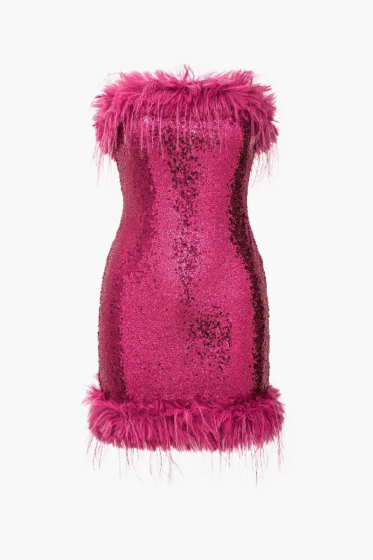 mini dresses-perfect date lookSequin Feather Sleeveless Mini Dress