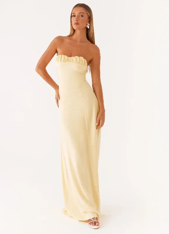 Long sleeve maxi dresses for formal events-Tayla Linen Maxi Dress - Yellow