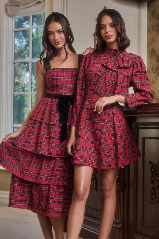 mini dresses-perfect date lookArvada Plaid Padma Bow Mini Dress