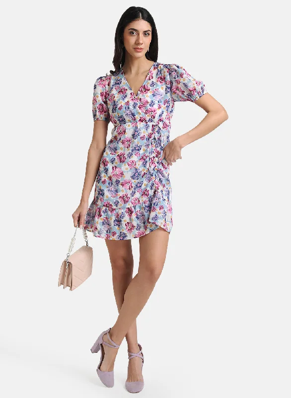 mini dresses-for fall evening eventsFloral Printed Dress With Ruching