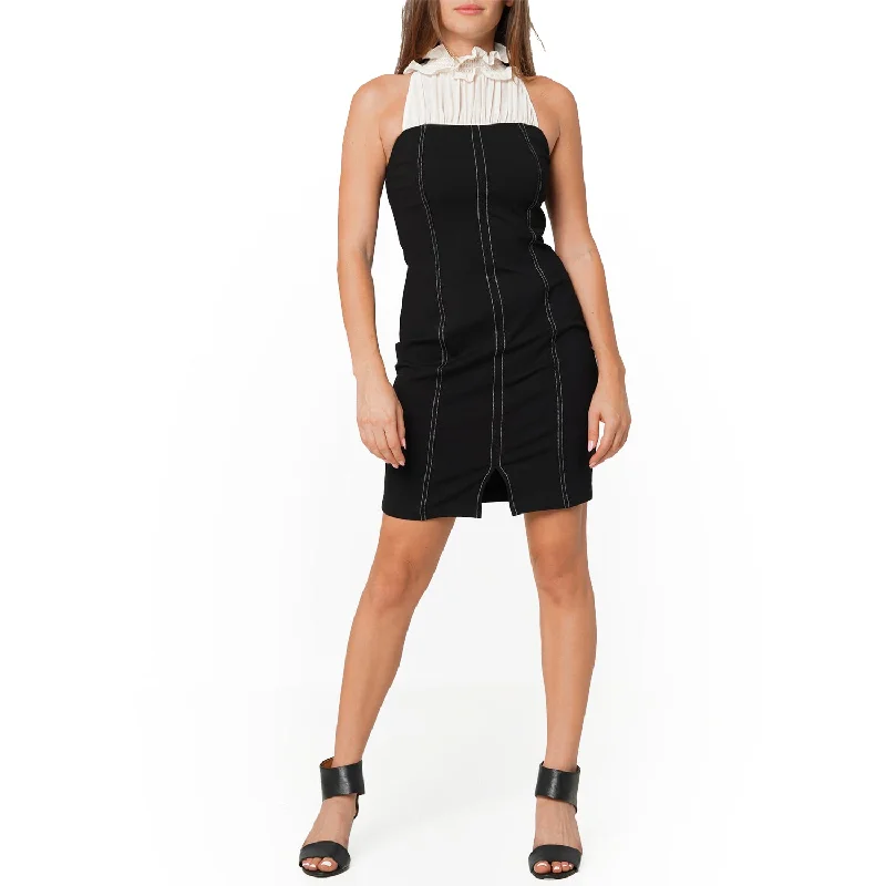 mini dresses-chic travel wearWomen's Haltered Mock Neck Bodycon Mini Dress In Black