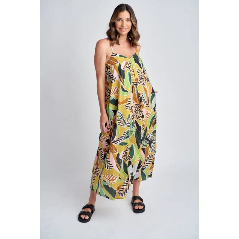 Maxi dresses for evening galas-Summer Cotton Maxi Dress | Jungle Print C1617-33L-S24