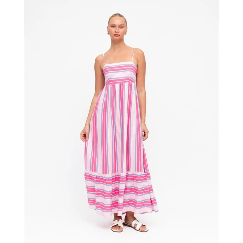 Maxi dresses for evening weddings-Candy Stripe Maxi Dress