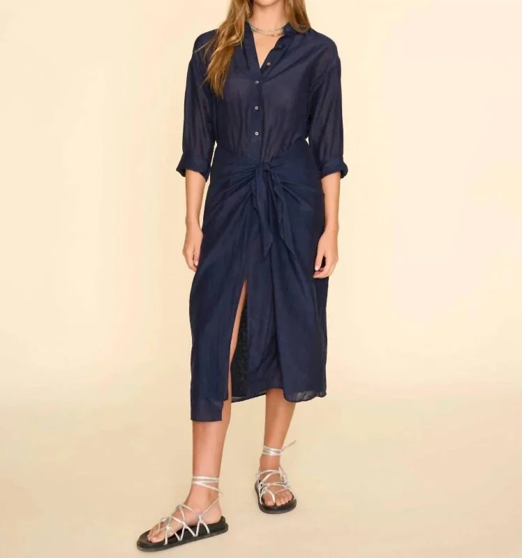 Trendy midi dresses for coffee shop visits-Alana Midi Dress In Navy