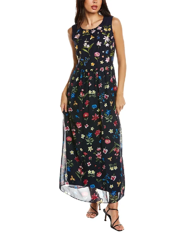 Midi dresses for an upscale lunch-T Tahari Embroidered Midi Dress