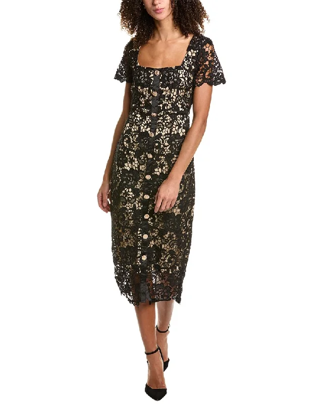 Midi dresses with floral embroidery-Rachel Parcell Lace Midi Dress