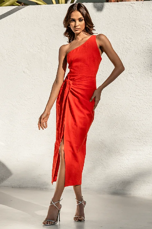 Midi dresses for an elegant brunch-Averie Midi Dress - Fire