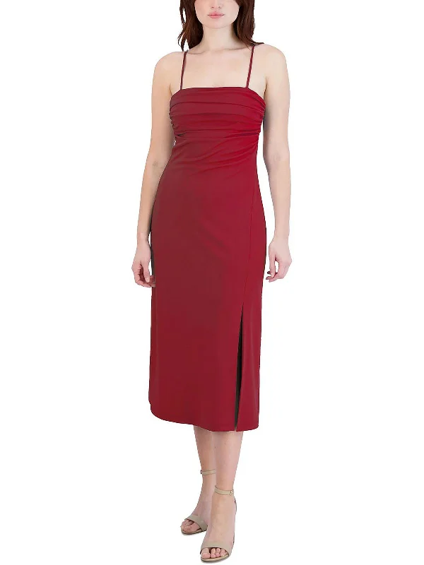 Midi dresses for outdoor summer events-Womens Open Back Midi Cocktail and Party Dress