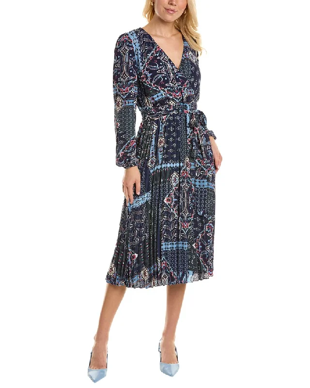 Midi dresses for garden gatherings-T Tahari Pleated Midi Dress