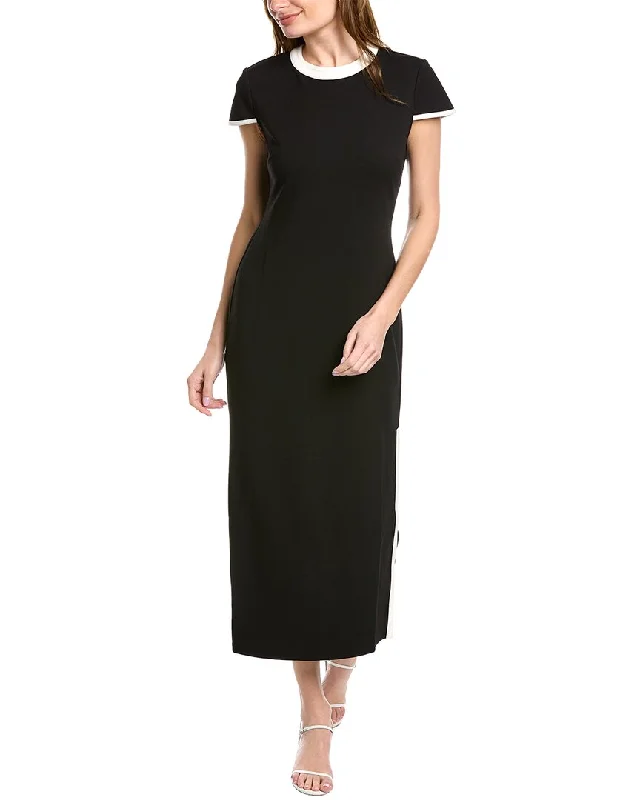 Midi dresses for formal work events-Donna Morgan Contrast Trim Midi Dress