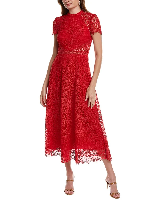 Elegant midi dresses for formal ceremonies-ML Monique Lhuillier Lace Midi Dress