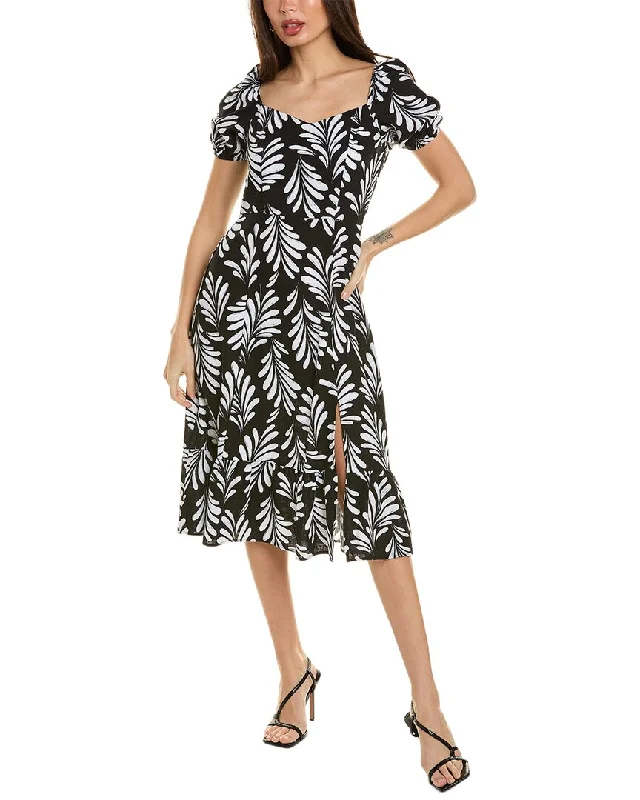 Trendy midi dresses for date nights-Ellen Tracy Sweetheart Linen-Blend Midi Dress