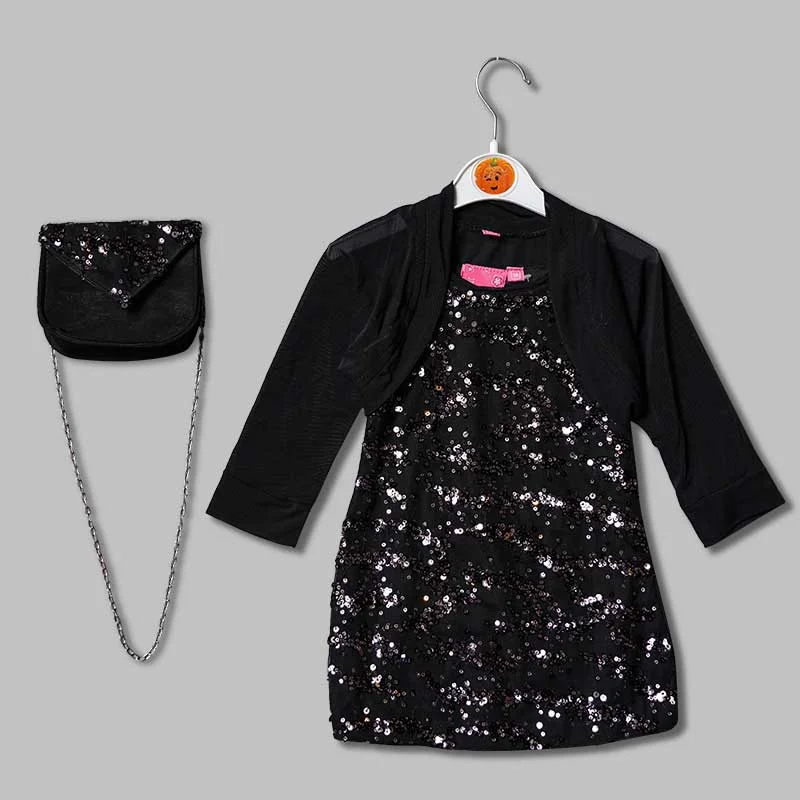 Midi dresses for an afternoon cocktail-Black Girls Midi With An Elegant Sequin Shrug