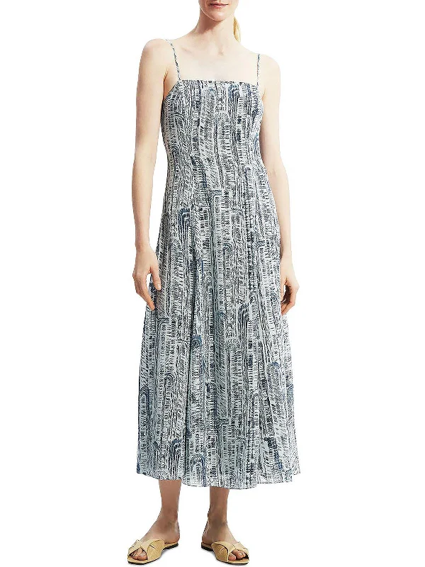 Midi dresses for intimate dinner parties-Womens Printed Midi Slip Dress