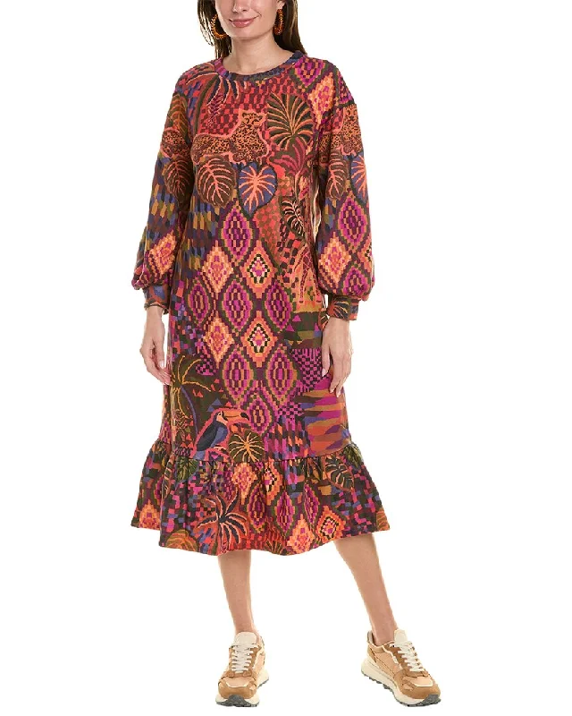 Midi dresses for a sophisticated look-FARM Rio Jungle Animals Tapestry Sweatshirt Midi Dress