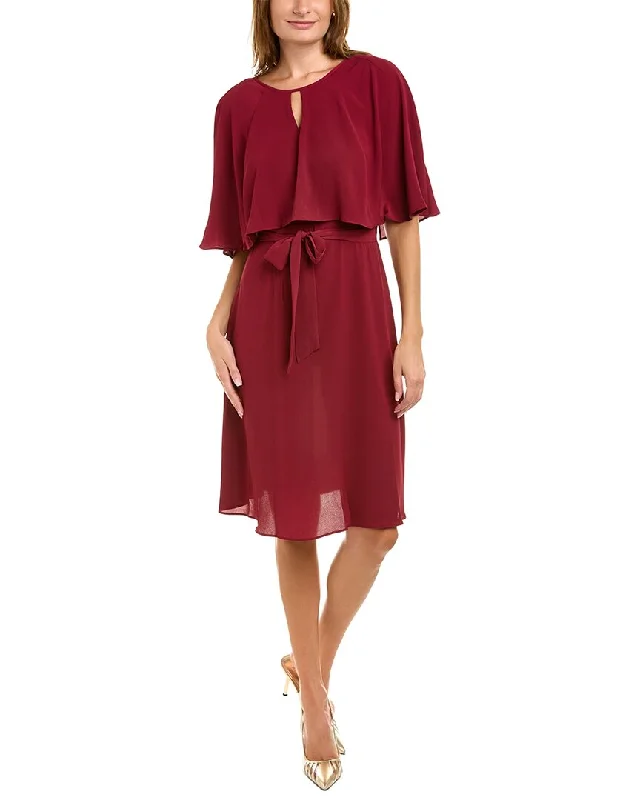 Trendy midi dresses for casual shopping trips-London Times Pebble Crepe Midi Dress