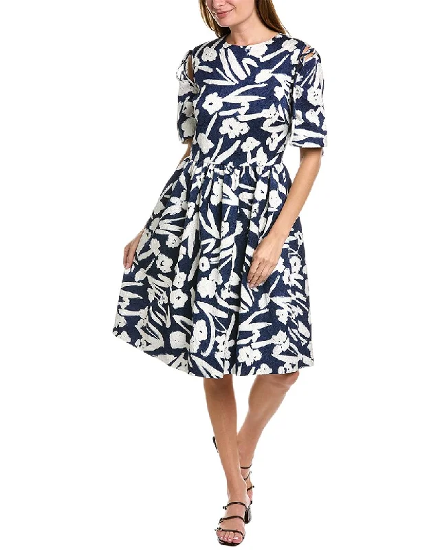 Midi dresses for casual city outings-Oscar de la Renta Tie Shoulder Midi Dress